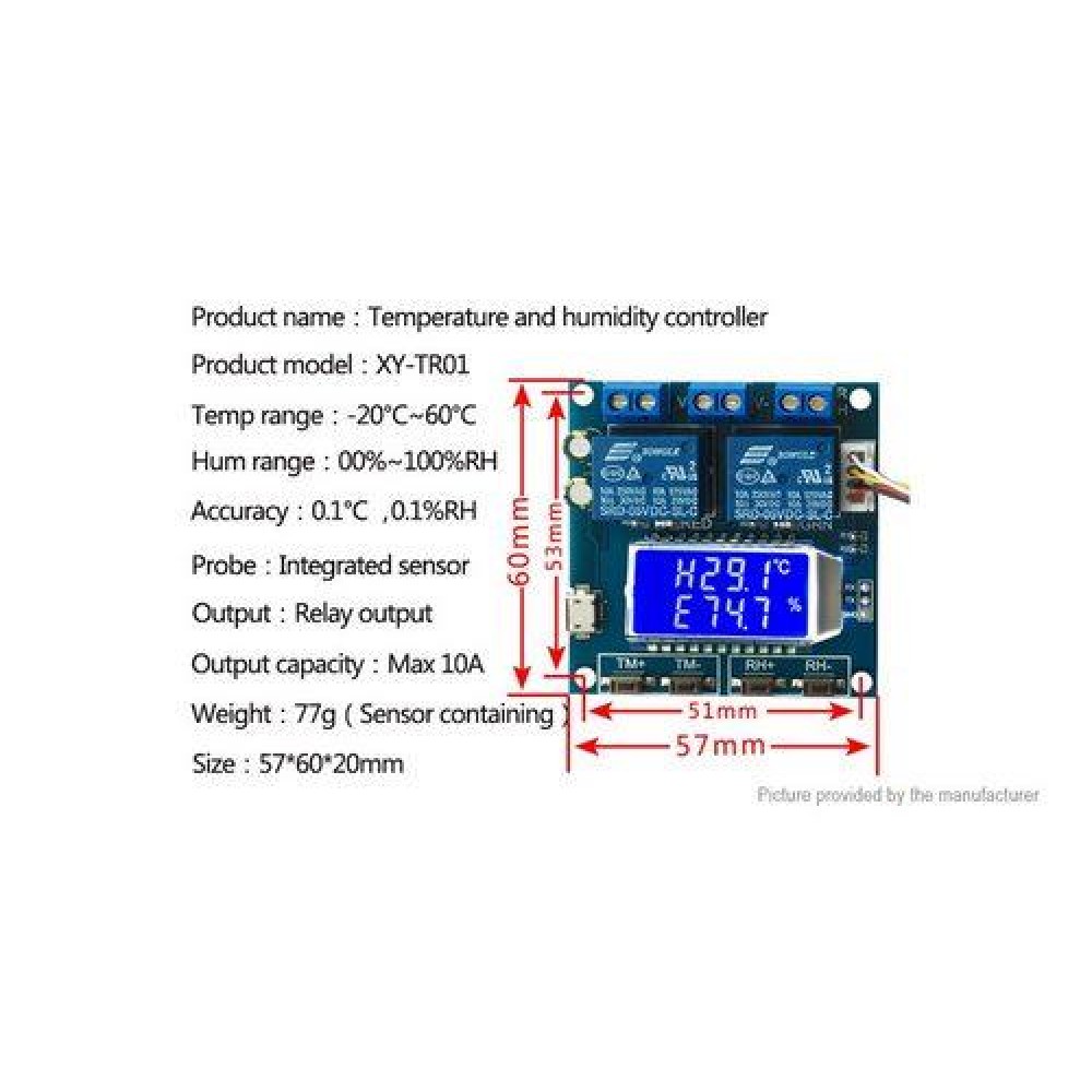 ماژول کنترلر دما و رطوبت دیجیتال مدل XY-TR01 